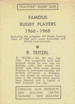 1968 Playtime Rugby Gum Famous Rugby Players - Red #39 Ross Teitzel Back